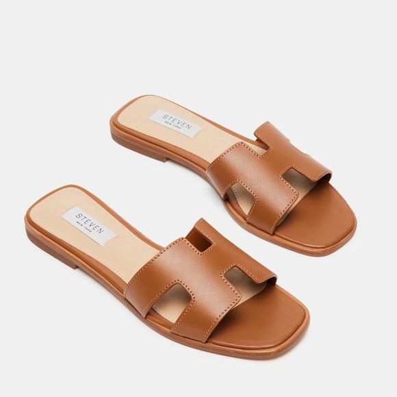 Steve Madden Shoes - Steve Madden HADYN Flat Sandal Cognac Leather- Size 10